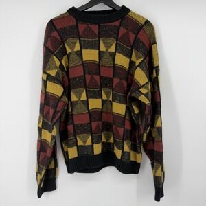 Vintage Protege 3D Knit Large Sweater Cosby Coogi Style Textured Made In USA 90s